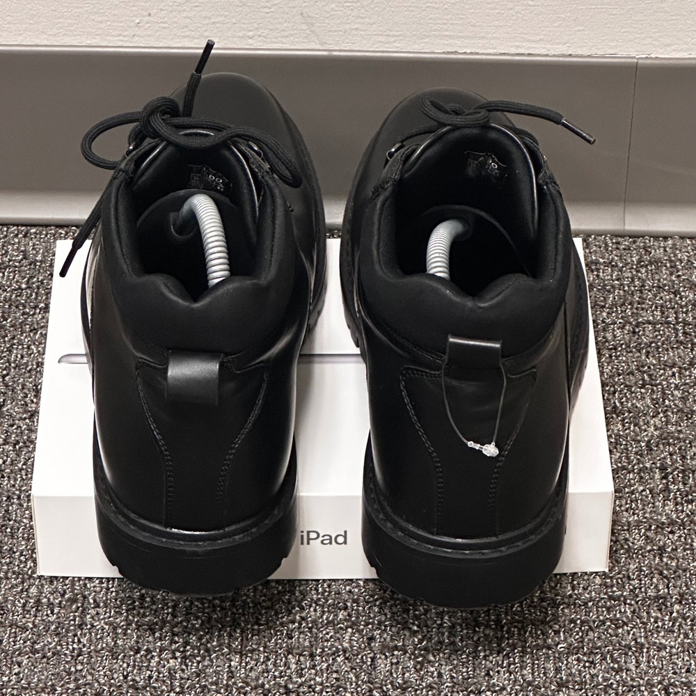 Aldo Hiker Boots Mens 10.5 Black Leather Lug Sole Lace Up Grunge Gorpcore NWOT - Picture 4 of 13